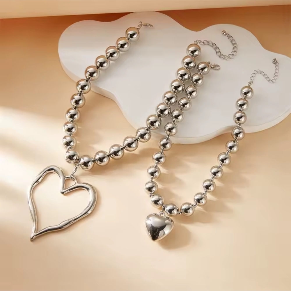 Silver Heart Necklace Set - Picture 4 of 9